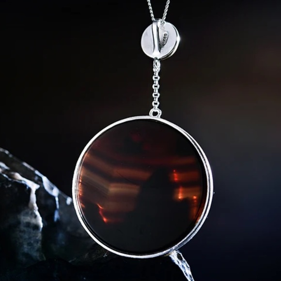 🎁 Artisan Handmade 925 Silver The Zuzu Mountain Natural Agate Necklace - Picture 5 of 7